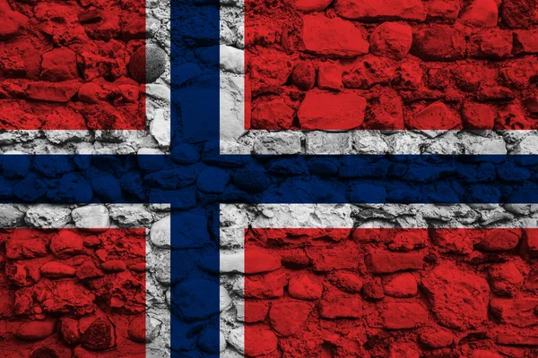 Norges Flagga Tegelvägg — Stockfoto