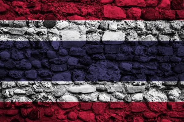 Flagge Thailands Auf Kieselsteinmauer — Stockfoto