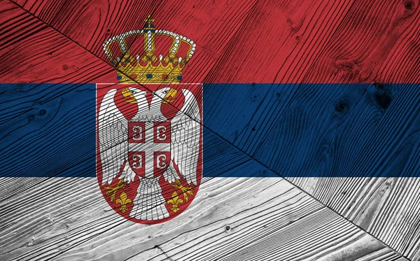 Прапор Сербії Дерев Яних Дошках — стокове фото