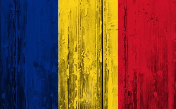 Houten Achtergrond Van Decoratieve Kleurrijke Vlag Van Roemenië — Stockfoto
