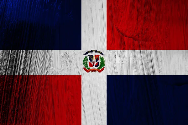 Bandera República Dominicana Sobre Metal Rayado Efecto —  Fotos de Stock