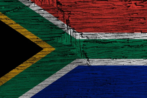 Bandera Sudáfrica Sobre Fondo Madera — Foto de Stock
