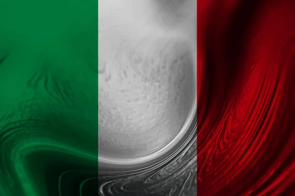 Italská Vlajka Pozadí Vlnami — Stock fotografie