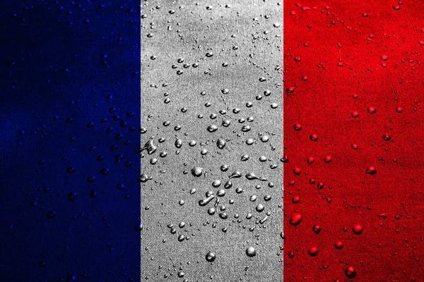 Bandera Francia Con Gotas Agua —  Fotos de Stock