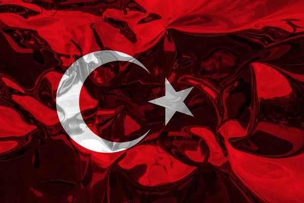 Flagge Der Türkei Mit Reflexionseffekt — Stockfoto