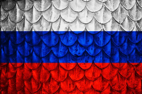 スケールで背景にロシアの旗 — ストック写真