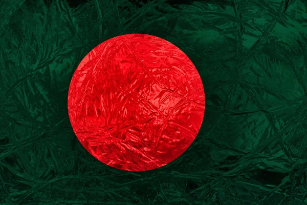 具有反射效果的孟加拉国国旗 — 图库照片