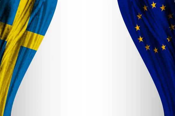 Flagi Szwecji Unii Europejskiej Efektem Teatralnym Ilustracja — Zdjęcie stockowe