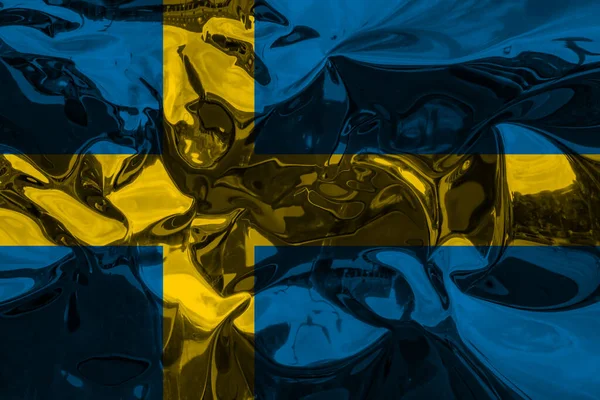 Sveriges Flagga Med Metallisk Effekt — Stockfoto