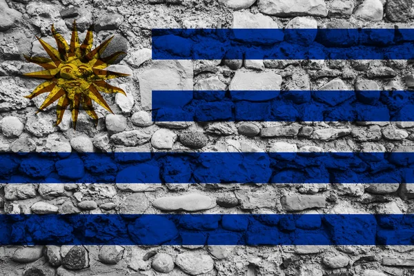 Flagge Uruguays Auf Einer Steinmauer — Stockfoto