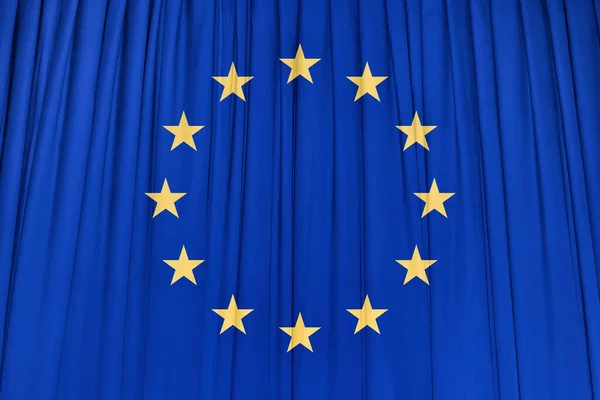 Európai Unió Lobogója Hullámos Függönyön — Stock Fotó