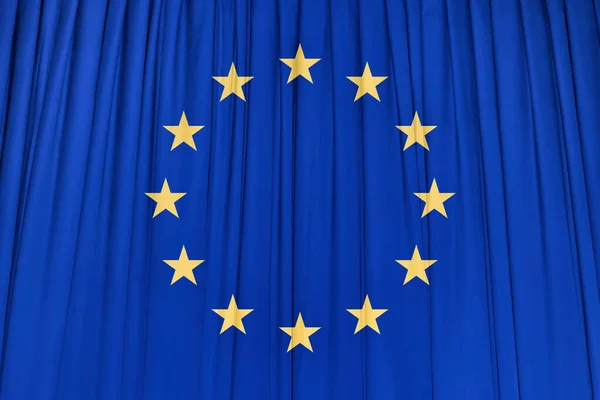 Drapeau Union Européenne Sur Draperie Ondulée — Photo