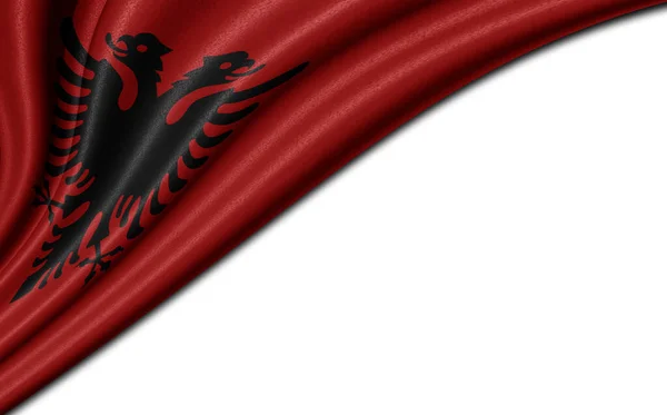 Bandera Colorida Decorativa Textil Albania Aislada Sobre Fondo Blanco —  Fotos de Stock