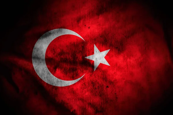Bandiera Della Turchia Sul Vecchio Tessuto — Foto Stock