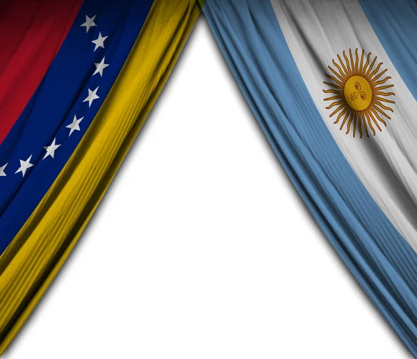 Bakgrund Med Flaggor Venezuela Och Argentina Med Teater Effekt Illustration — Stockfoto