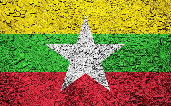 Mianmar Zászló Falon Textúra — Stock Fotó
