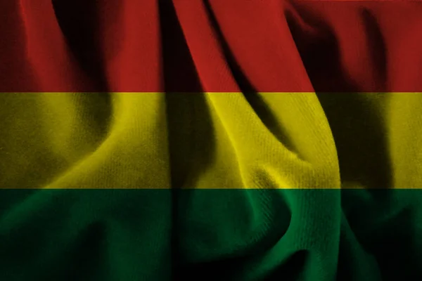 Textil Bakgrund Dekorativa Färgglada Flagga Bolivia — Stockfoto