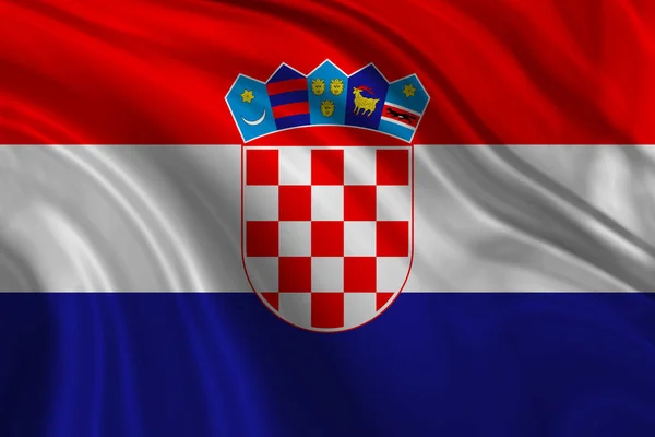 Textil Bakgrund Dekorativa Färgglada Flagga Croazia — Stockfoto