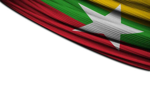 Fehér Háttér Mianmar Zászló Függöny Illusztráció — Stock Fotó