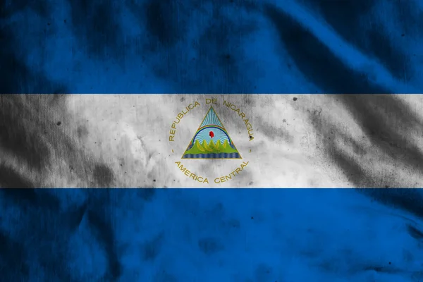 Nikaragua Vlajka Staré Tkaniny — Stock fotografie