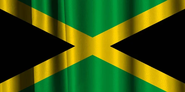 Jamaika Bayrağı Dalgalı Perdede — Stok fotoğraf