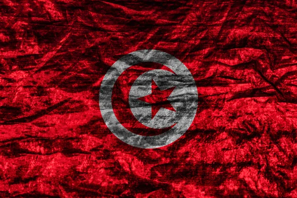 Flagge Tunesiens Auf Altem Stoff — Stockfoto