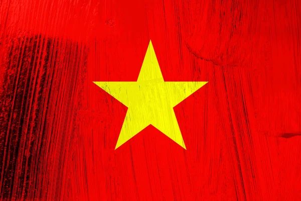 具有划痕效果的越南装饰彩旗 — 图库照片