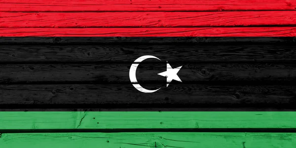 Tahta Tahtalarda Libya Bayrağı — Stok fotoğraf