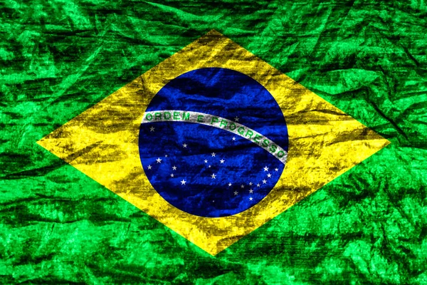 Old Textile Background Decorative Colorful Flag Brazil — Stock Photo, Image