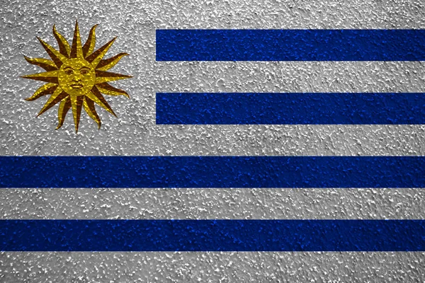 Σημαίες Της Ουρουγουάης Στον Ρυτιδιασμένο Τοίχο — Φωτογραφία Αρχείου