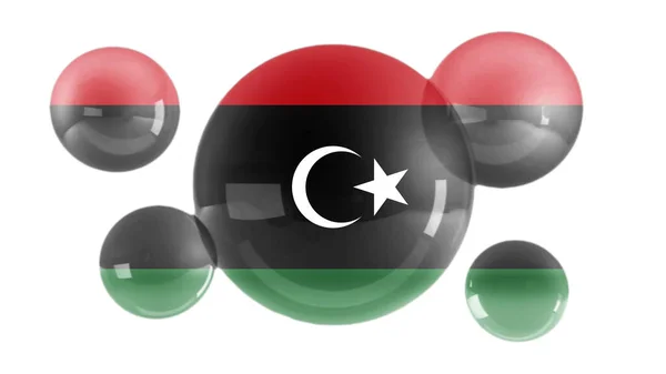 Líbiai Zászló Buborékokon Illusztráció — Stock Fotó