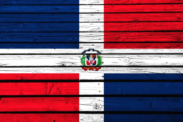 Bandera República Dominicana Sobre Tablones Madera — Foto de Stock