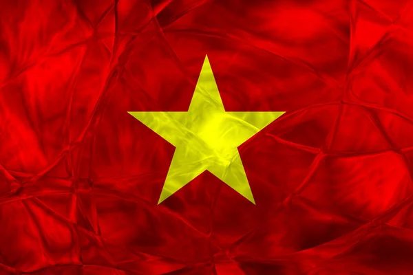 Dekorativa Färgglada Flagga Vietnam Med Metalliska Reflektioner — Stockfoto