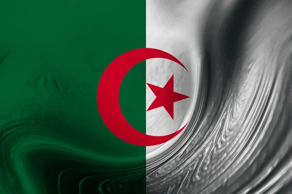 Σημαία Αλγερίας Φόντο Κύματα — Φωτογραφία Αρχείου
