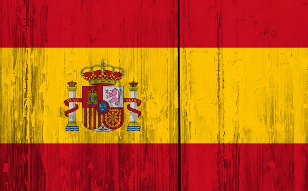 Holz Hintergrund Der Dekorativen Bunten Flagge Von Spanien — Stockfoto