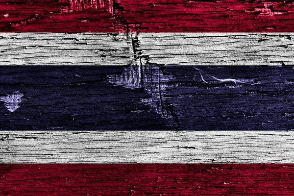Bandeira Tailândia Tábuas Madeira — Fotografia de Stock