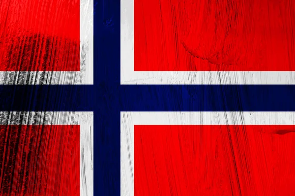 Bandera Noruega Con Metal Rayado —  Fotos de Stock