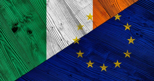 Bandiere Dell Irlanda Dell Unione Europea Tavole Legno — Foto Stock
