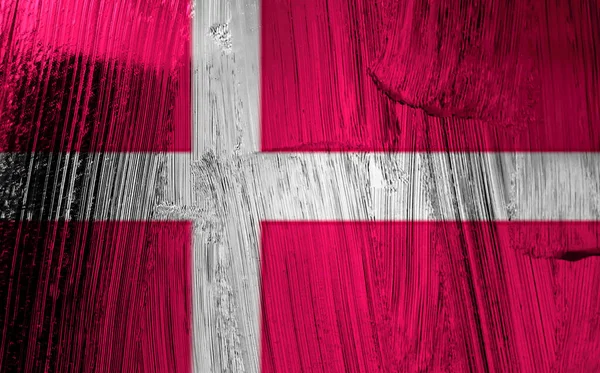 Φόντο Διακοσμητική Πολύχρωμη Σημαία Της Δανίας Μεταλλικές Αντανακλάσεις — Φωτογραφία Αρχείου