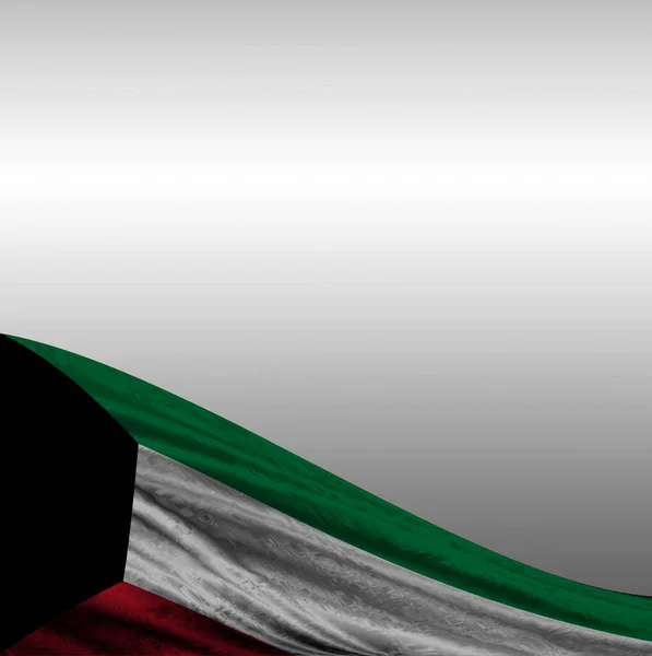 Flagge Von Kuwait Mit Grauem Hintergrund — Stockfoto