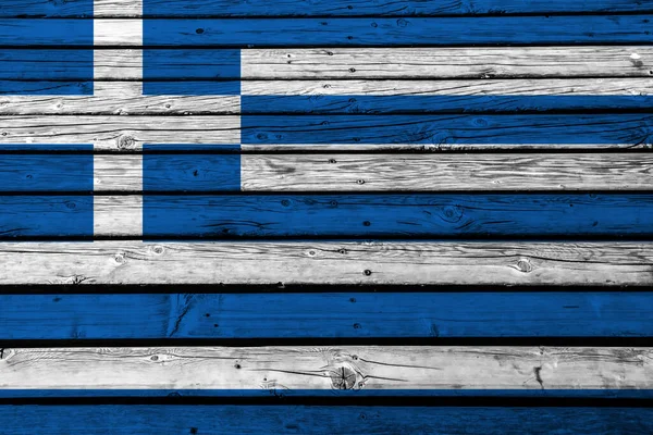 Bandera Grecia Sobre Tablones Madera —  Fotos de Stock