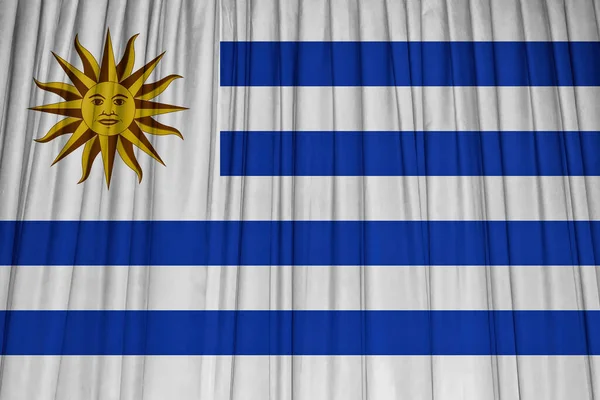 Uruguayská Vlajka Vlnité Tkanině — Stock fotografie
