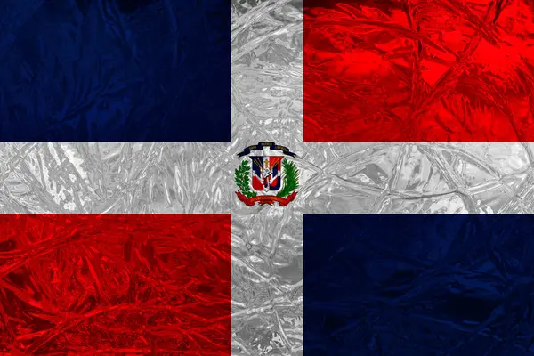 Bandeira República Dominicana Com Efeito Gelo — Fotografia de Stock