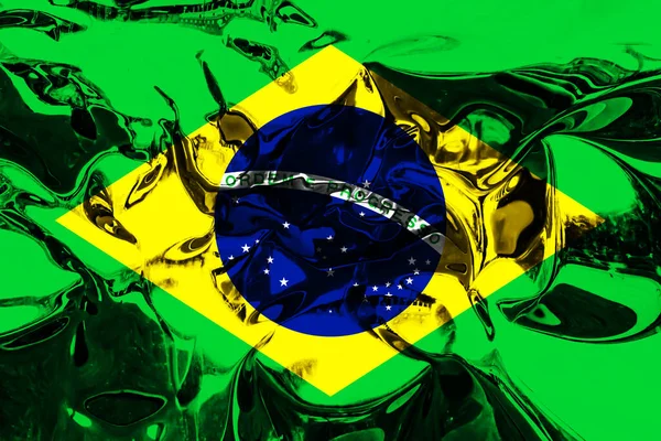 Background Decorative Colorful Flag Brazil Metallic Reflections — Stock Photo, Image
