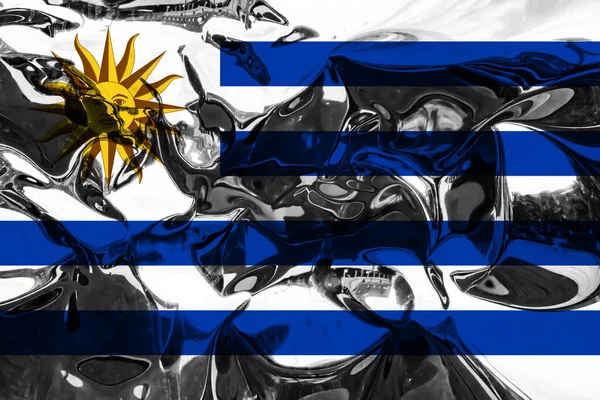 Flagga Med Metallisk Effekt Uruguay — Stockfoto
