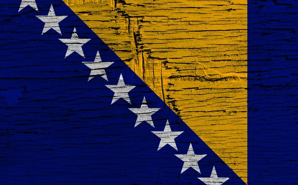Bosnien Och Hercegovinas Flagga Gammal Träskiva — Stockfoto