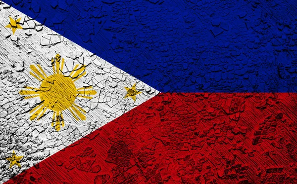 Old Wall Background Decorative Colorful Flag Philippines — Stock Photo, Image
