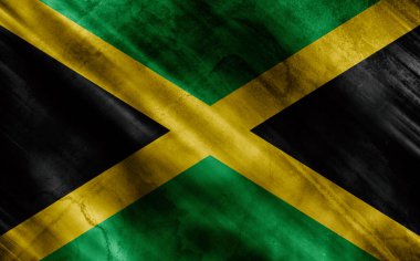 Flag of Jamaica on old fabric clipart