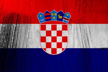 Hırvatistan 'ın dekoratif renkli bayrağının arka planı çizik efektli