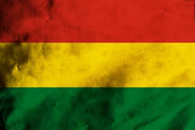 Bolivya 'nın dekoratif renkli bayrağının eski örtü arka planı  